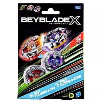 Beyblade X Beat Tyranno 4 70q Knife Shinobi 4 80n Top Dual Pack Set